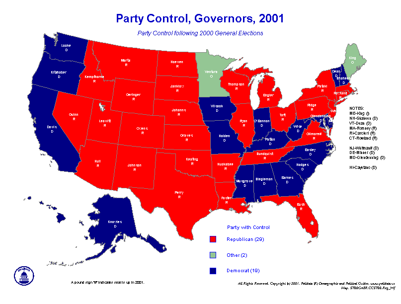 POLIDATA &REG ELECTION MAPS-TOP TICKET RACES-2000
